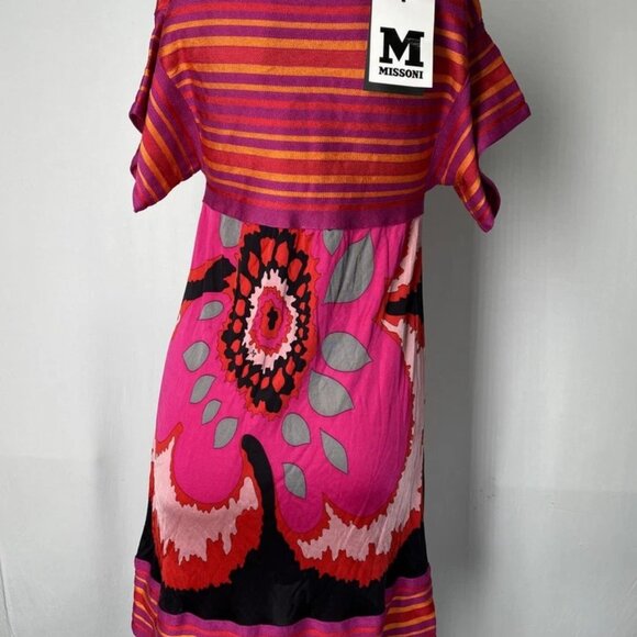 Missoni Women’s Floral Striped Knit Jersey Mini Dress – Pink/Purple – Size 2 - Picture 7 of 10